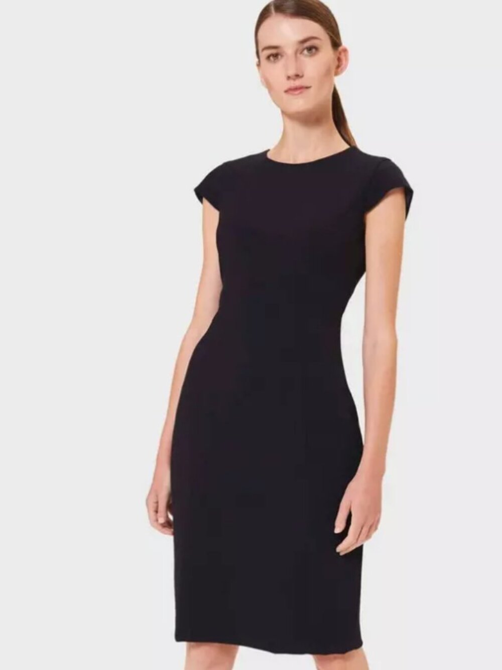 Hobbs Leila cap-sleeved dark navy dress, size 8